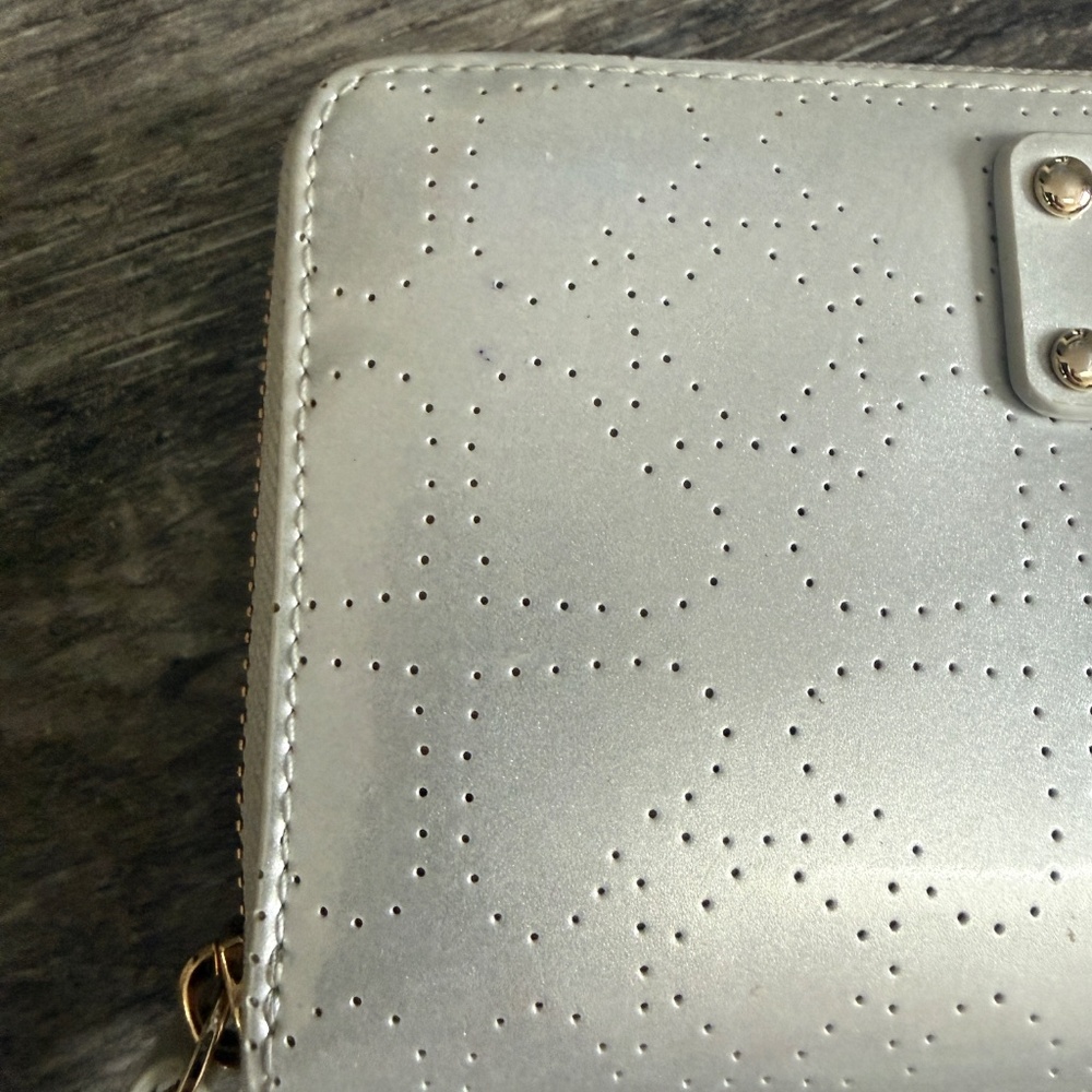 Kate Spade Neda Metallic Silver Perforated Wallet - Picture 2 of 5